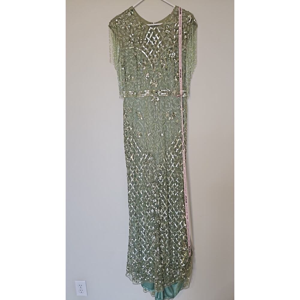 Mac Duggal High Neck Beaded Fringe Fitted Gown Size 10 - Picture 12 of 17